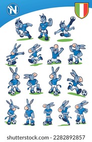 donkey naples italy blue color football mascot collection