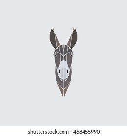 donkey on gray background. Polygonal style. Vector illustration. 