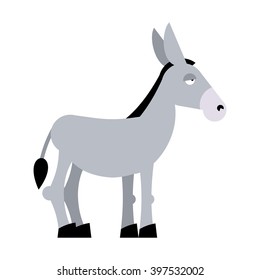 Donkey on white background. brayer isolated. Cartoon Mule. domestic stubborn  