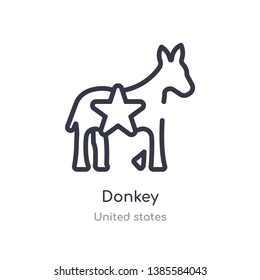 donkey outline icon. isolated line vector illustration from united states collection. editable thin stroke donkey icon on white background