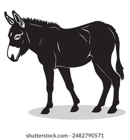 Donkey outline and symbols. Dark level variety basic exquisite white foundation Donkey animal vector and silhouette icon.