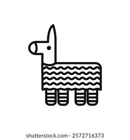 Donkey pinata icon flat line symbol set.