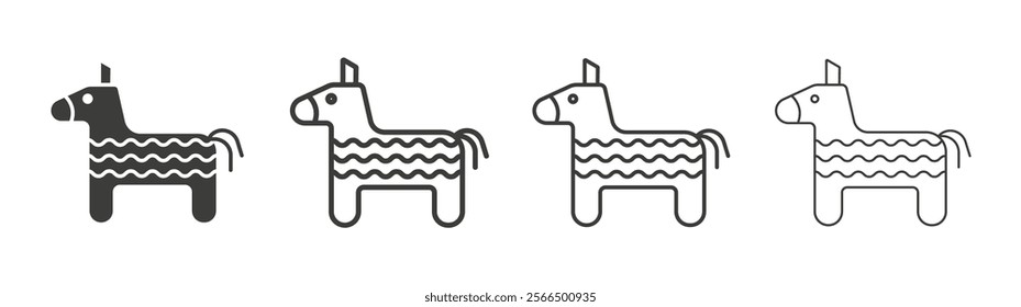 Donkey pinata icon flat and linear vector illustration on white background.