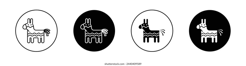 Donkey pinata icon set. kids party pinata vector symbol.