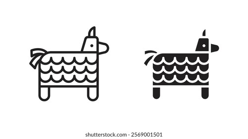 Donkey pinata icon set vector graphics designs