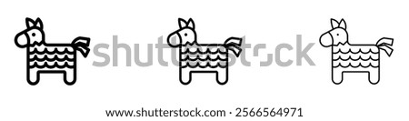 Donkey pinata icon in tree different line stroke sizes.