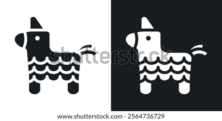 Donkey pinata icons in flat syle