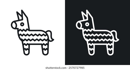 Donkey pinata icons set vectors on white background.