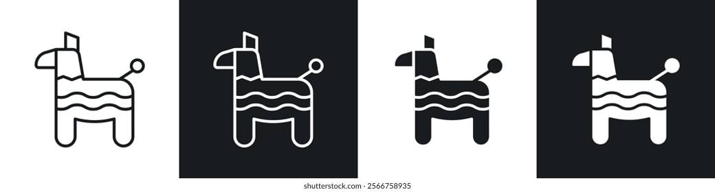 Donkey pinata icons in Thin line black color. flat simple vector symbols illustration.