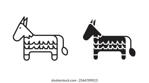 Donkey pinata vector line icon illustration