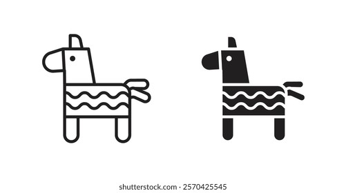 Donkey pinata vector web icons set