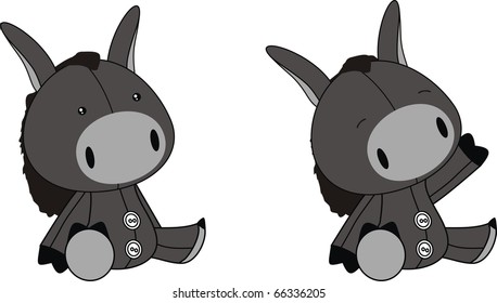 donkey plush cartoon in vector format very easy to edit