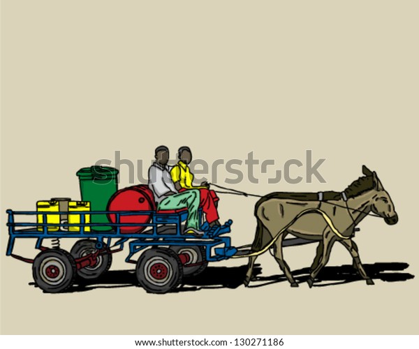 donkey pony drawn\
cart
