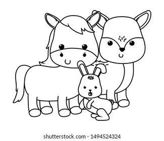 Donkey rabbit and deer cartoon vector design