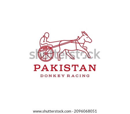 Donkey racing logo design. Donkey harness race vector design. Running donkey with rider logotype