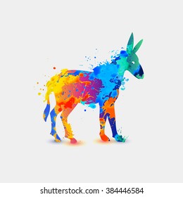 Donkey. Rainbow splash icon