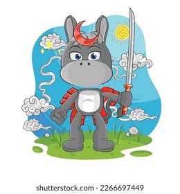 the donkey samurai cartoon. cartoon mascot vector