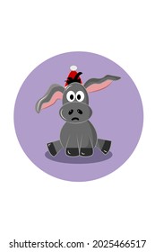 Donkey with santa hat on Christmas day