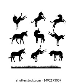donkey set logo icon design vector illustration template