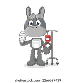 the donkey sick in IV illustration. character vector