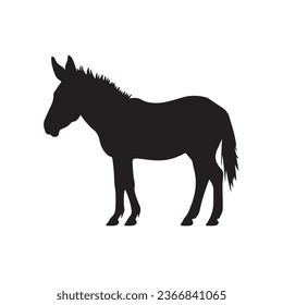 donkey silhouette black white vector illustration