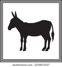 Ilustração da silhueta do burro no fundo branco.