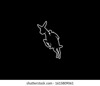 Donkey Silhouette on Black Background. Isolated Vector Animal Template for Logo Company, Icon, Symbol etc