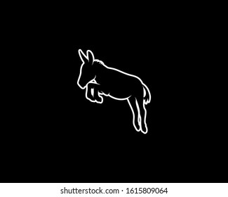 Donkey Silhouette on Black Background. Isolated Vector Animal Template for Logo Company, Icon, Symbol etc