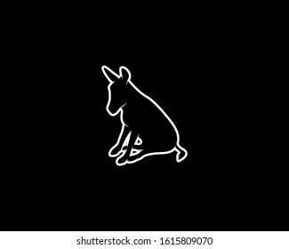 Donkey Silhouette on Black Background. Isolated Vector Animal Template for Logo Company, Icon, Symbol etc