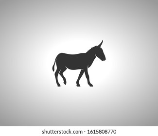 Donkey Silhouette on White Background. Isolated Vector Animal Template for Logo Company, Icon, Symbol etc