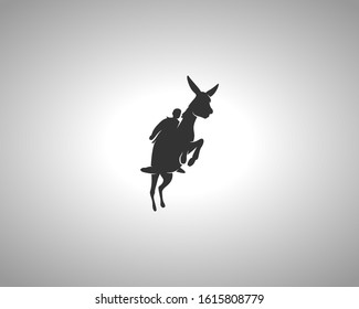 Donkey Silhouette on White Background. Isolated Vector Animal Template for Logo Company, Icon, Symbol etc