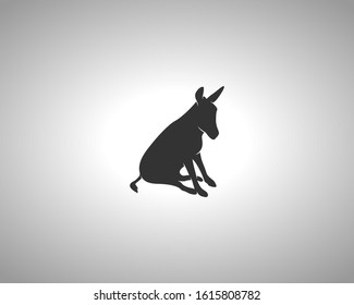 Donkey Silhouette on White Background. Isolated Vector Animal Template for Logo Company, Icon, Symbol etc