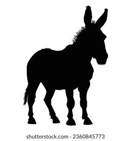 A Donkey Silhouette on White Background.