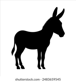 Donkey silhouette on white background. Donkey icon flat vector illustration design.