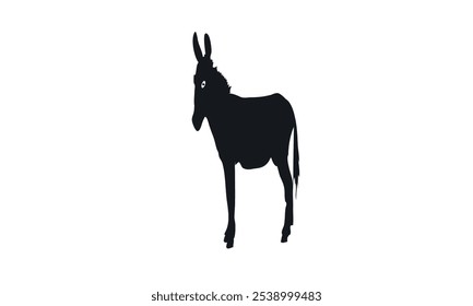 Silhueta de burro sobre fundo branco. Ícone burro vetor plano ilustração design.