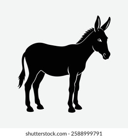 A donkey silhouette on a white background