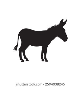 Donkey silhouette on white background. Donkey icon flat vector illustration design.