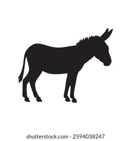 Donkey silhouette on white background. Donkey icon flat vector illustration design.