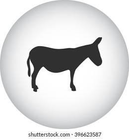 Donkey silhouette  simple icon on round  background