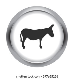 Donkey silhouette  simple icon on round  background