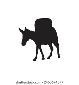 Donkey  silhouette  vector Art illustration 