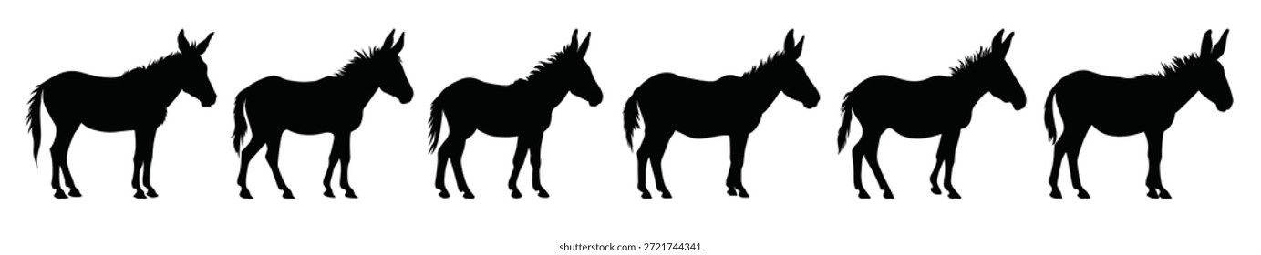 Conjunto de Arte vectorial de silueta de burro