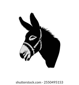 vetor de silhueta de burro, ilustração de vetor de silhueta de burro preto no fundo branco