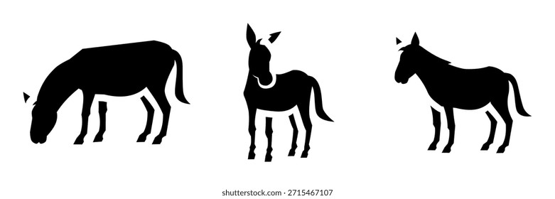 Fondo aislado de Colección de Vector de silueta de burro