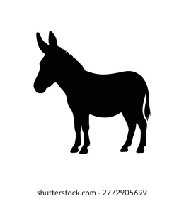 Donkey silhouette vector flat design on white background.
