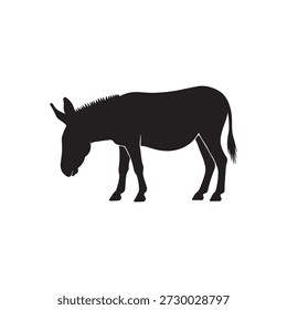 Design de ilustração plana de vetor de silhueta de burro