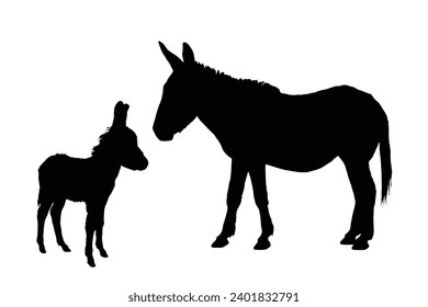 Donkey Silhouette. Donkey Vector Illustration.