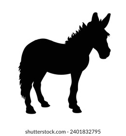 Donkey Silhouette. Donkey Vector Illustration.