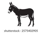 Donkey silhouette vector illustration with detailed features