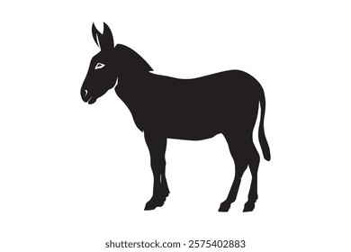 Donkey silhouette vector illustration with detailed features